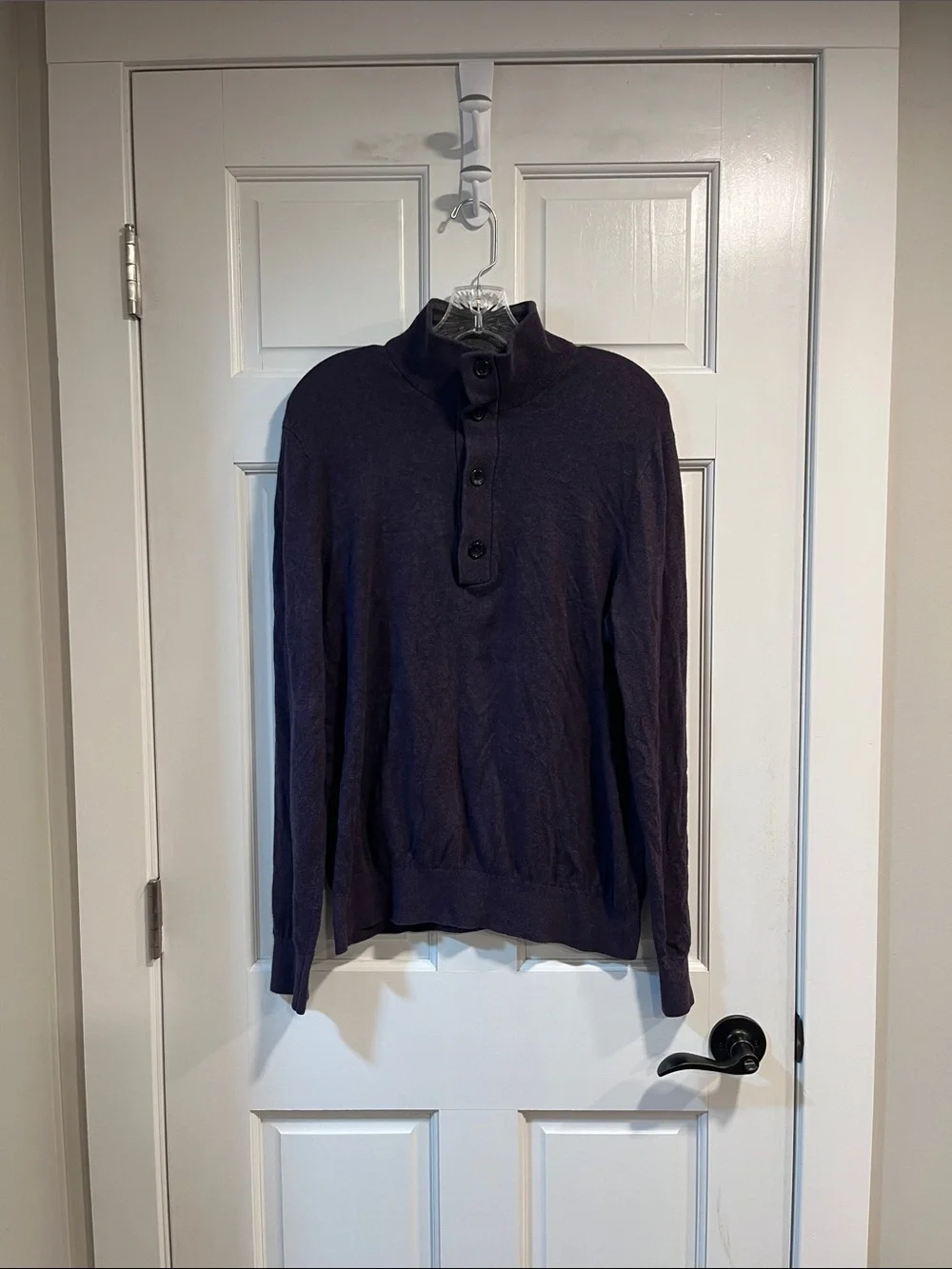 Banana Republic 100% Cotton Quarter Button Sweater in Purple Size Medium